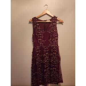 Altar'd State Women's Floral Dress In Burgandy Size M